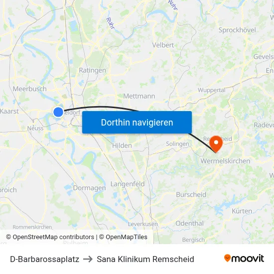 D-Barbarossaplatz to Sana Klinikum Remscheid map