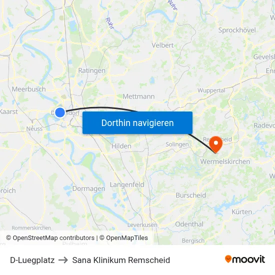 D-Luegplatz to Sana Klinikum Remscheid map