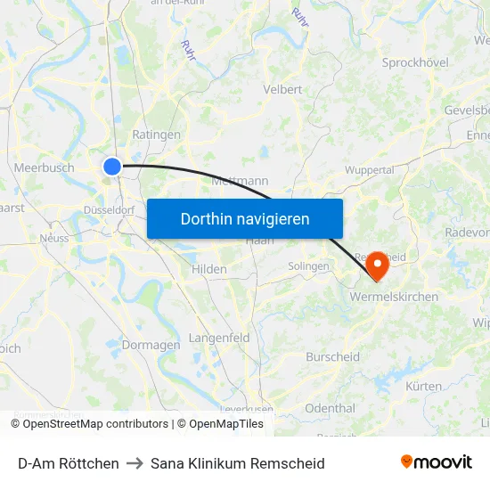 D-Am Röttchen to Sana Klinikum Remscheid map