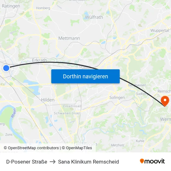 D-Posener Straße to Sana Klinikum Remscheid map