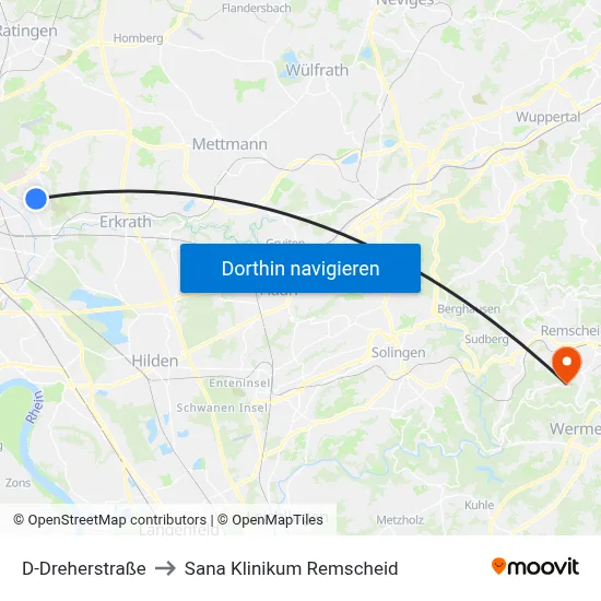 D-Dreherstraße to Sana Klinikum Remscheid map