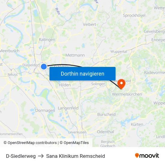 D-Siedlerweg to Sana Klinikum Remscheid map