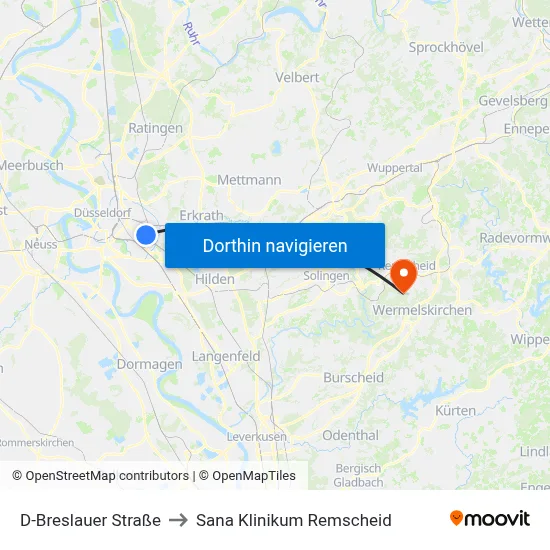 D-Breslauer Straße to Sana Klinikum Remscheid map