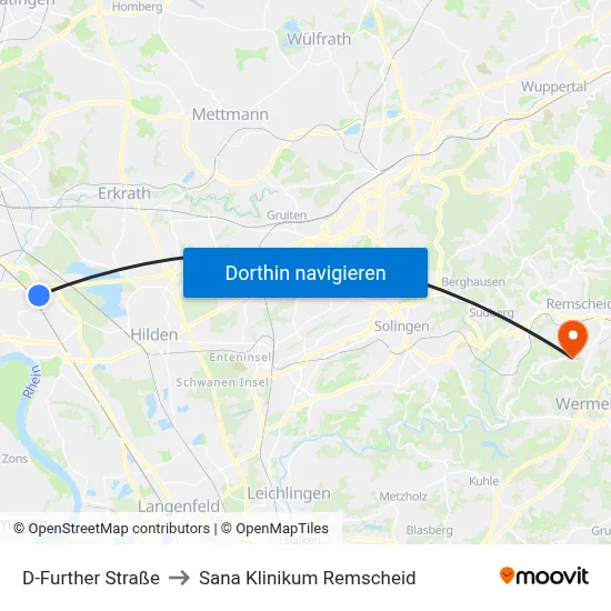 D-Further Straße to Sana Klinikum Remscheid map