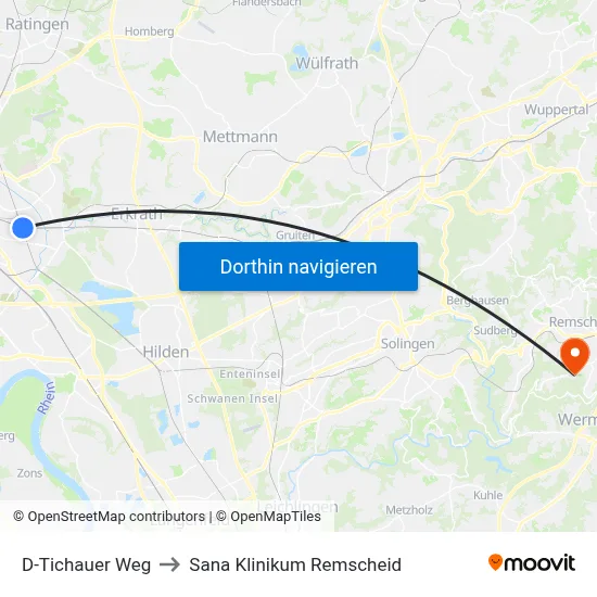 D-Tichauer Weg to Sana Klinikum Remscheid map