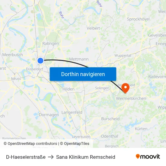 D-Haeselerstraße to Sana Klinikum Remscheid map