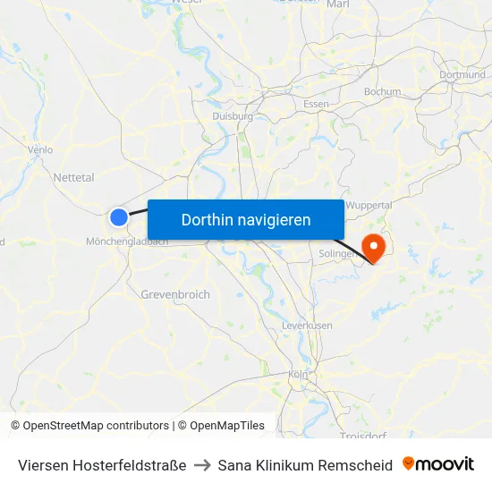 Viersen Hosterfeldstraße to Sana Klinikum Remscheid map