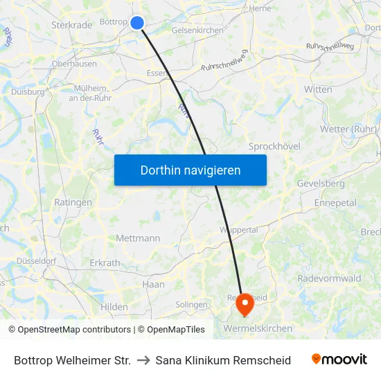 Bottrop Welheimer Str. to Sana Klinikum Remscheid map