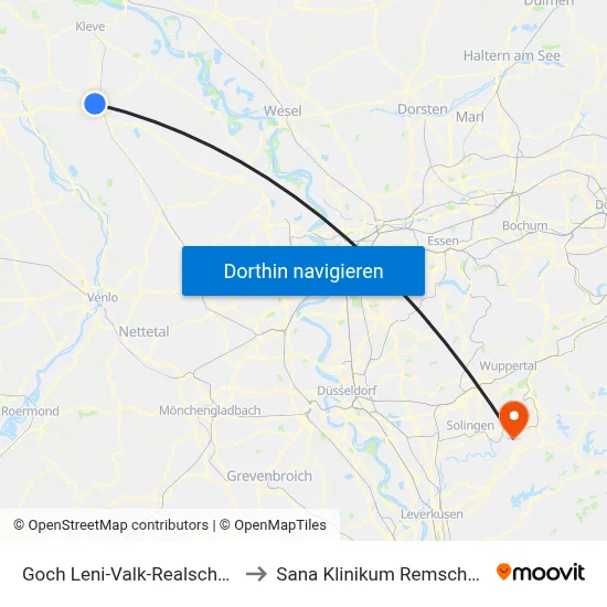 Goch Leni-Valk-Realschule to Sana Klinikum Remscheid map