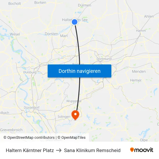 Haltern Kärntner Platz to Sana Klinikum Remscheid map