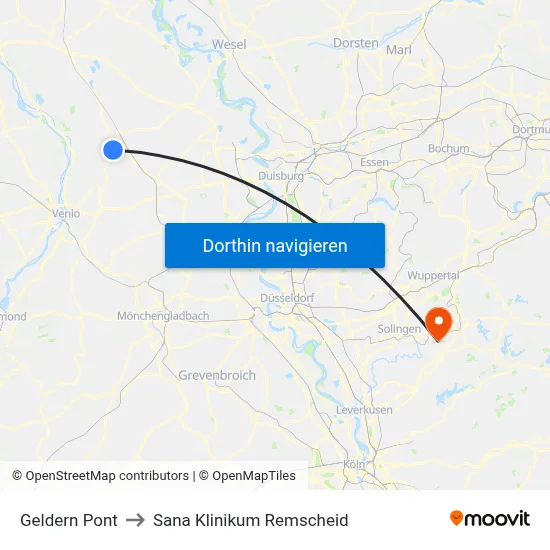 Geldern Pont to Sana Klinikum Remscheid map