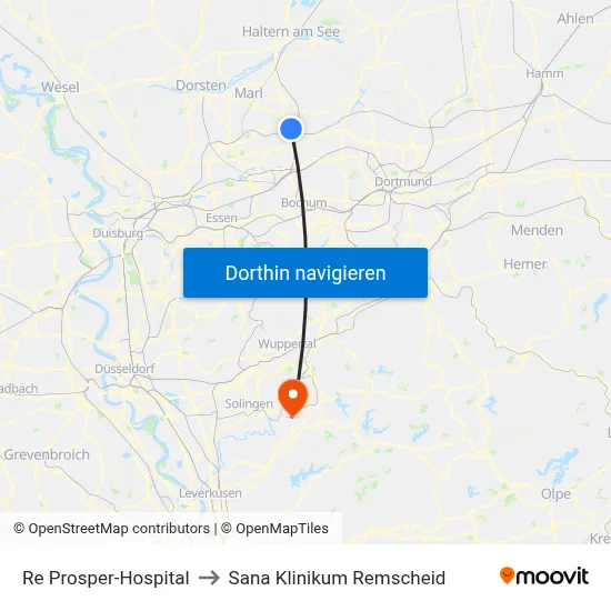 Re Prosper-Hospital to Sana Klinikum Remscheid map