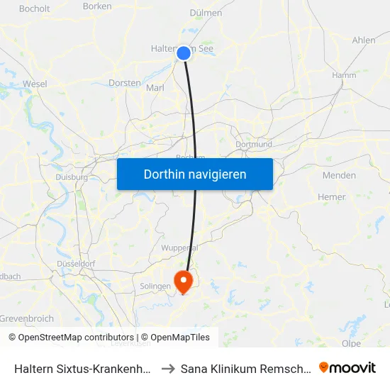 Haltern Sixtus-Krankenhaus to Sana Klinikum Remscheid map
