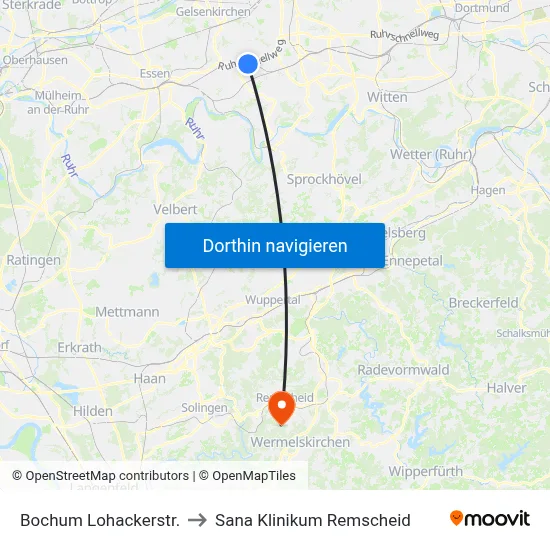 Bochum Lohackerstr. to Sana Klinikum Remscheid map