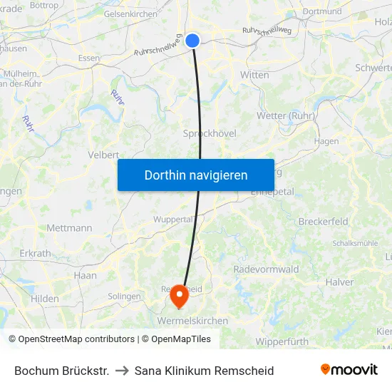 Bochum Brückstr. to Sana Klinikum Remscheid map