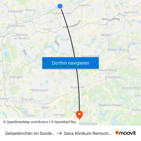 Gelsenkirchen Im Sundern to Sana Klinikum Remscheid map