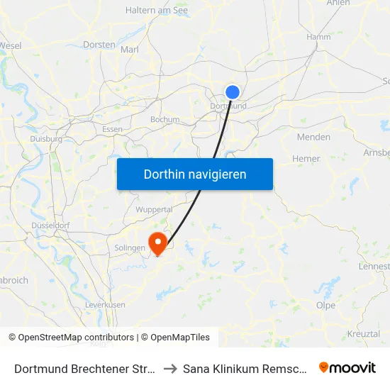 Dortmund Brechtener Straße to Sana Klinikum Remscheid map