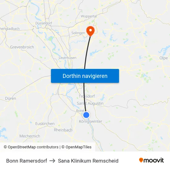 Bonn Ramersdorf to Sana Klinikum Remscheid map
