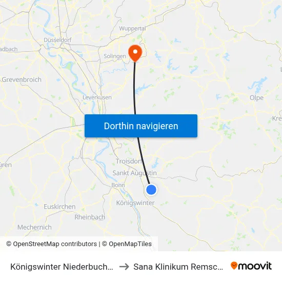 Königswinter Niederbuchholz to Sana Klinikum Remscheid map