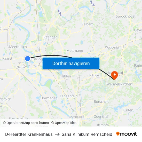 D-Heerdter Krankenhaus to Sana Klinikum Remscheid map