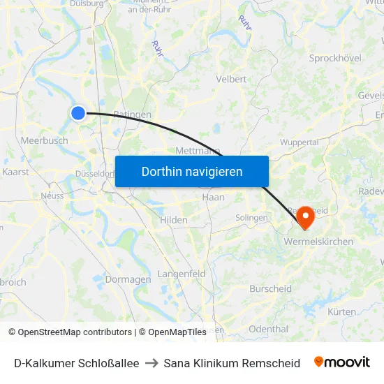 D-Kalkumer Schloßallee to Sana Klinikum Remscheid map