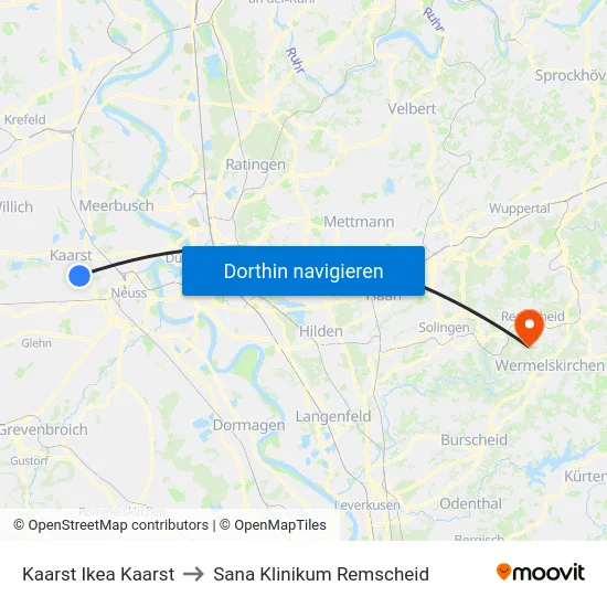 Kaarst Ikea Kaarst to Sana Klinikum Remscheid map