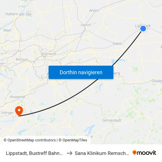 Lippstadt, Bustreff Bahnhof to Sana Klinikum Remscheid map