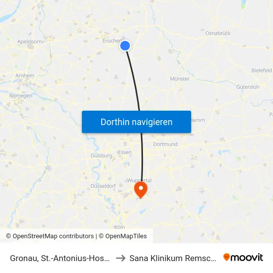 Gronau, St.-Antonius-Hospital to Sana Klinikum Remscheid map