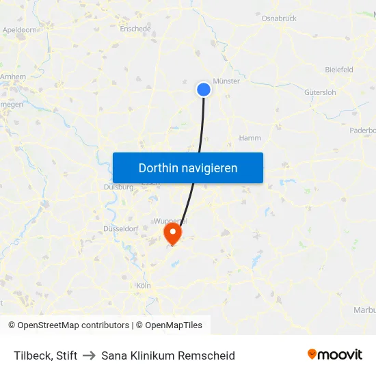 Tilbeck, Stift to Sana Klinikum Remscheid map