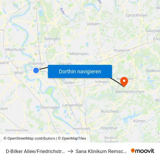 D-Bilker Allee/Friedrichstraße to Sana Klinikum Remscheid map
