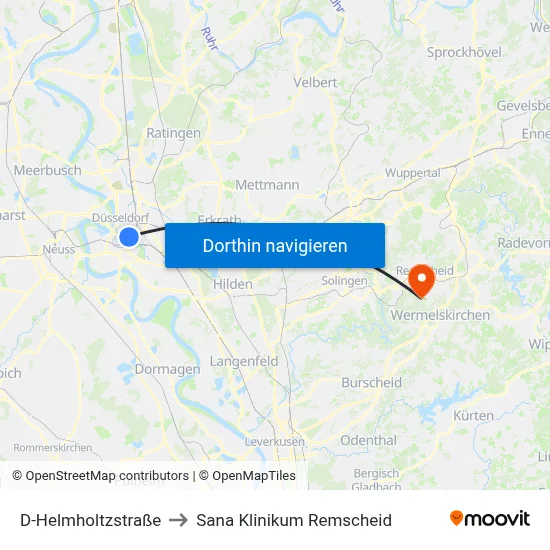 D-Helmholtzstraße to Sana Klinikum Remscheid map