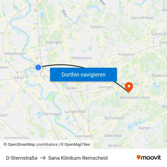 D-Sternstraße to Sana Klinikum Remscheid map