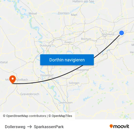 Dollersweg to SparkassenPark map