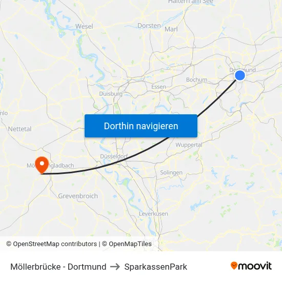 Möllerbrücke - Dortmund to SparkassenPark map