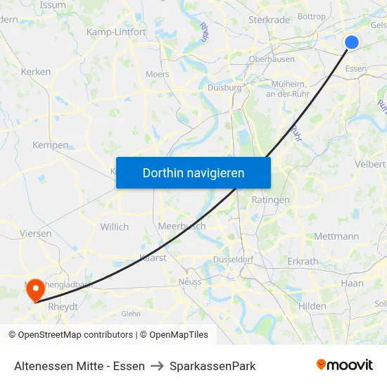 Altenessen Mitte - Essen to SparkassenPark map