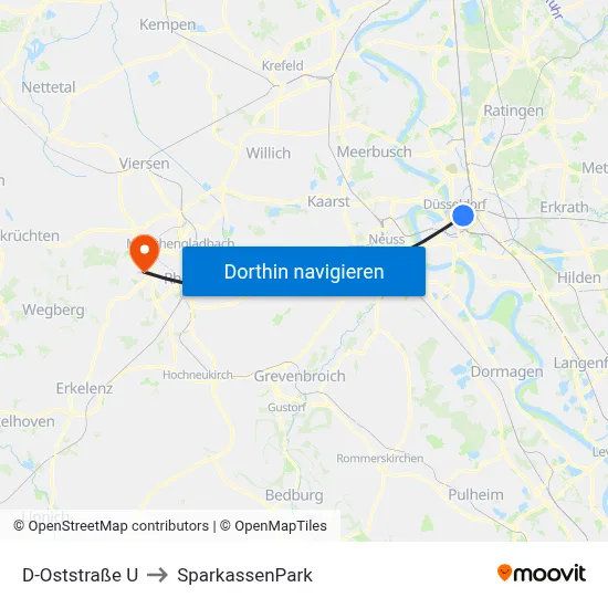D-Oststraße U to SparkassenPark map