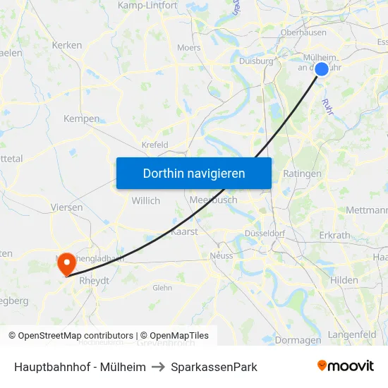 Hauptbahnhof - Mülheim to SparkassenPark map