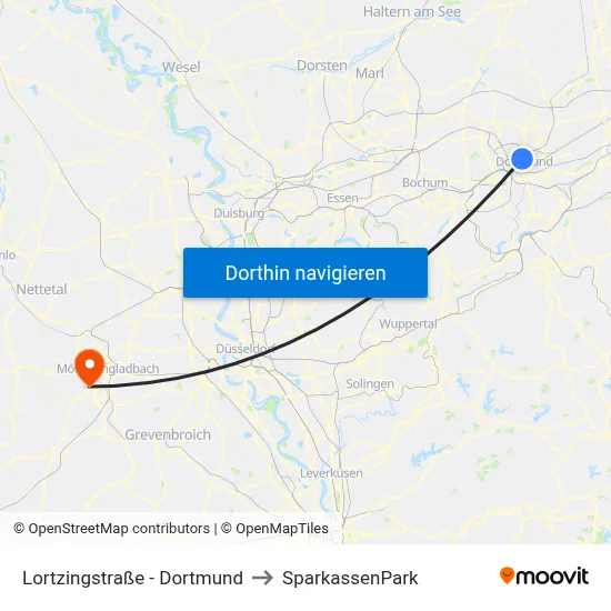 Lortzingstraße - Dortmund to SparkassenPark map