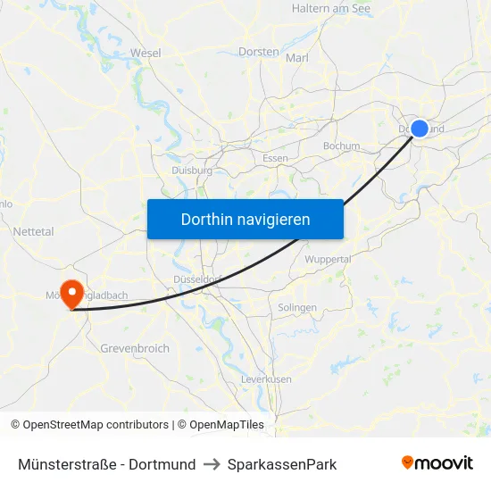 Münsterstraße - Dortmund to SparkassenPark map