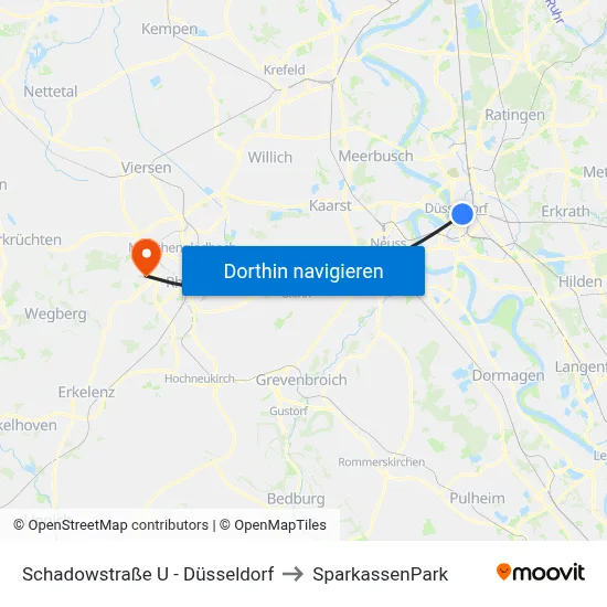 Schadowstraße U - Düsseldorf to SparkassenPark map