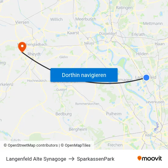 Langenfeld Alte Synagoge to SparkassenPark map