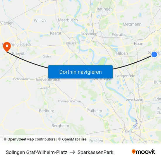Solingen Graf-Wilhelm-Platz to SparkassenPark map