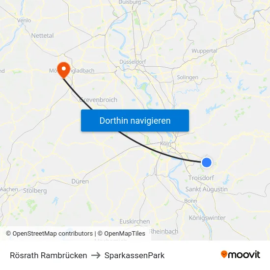 Rösrath Rambrücken to SparkassenPark map