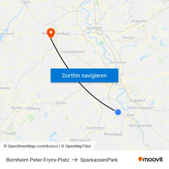 Bornheim Peter-Fryns-Platz to SparkassenPark map