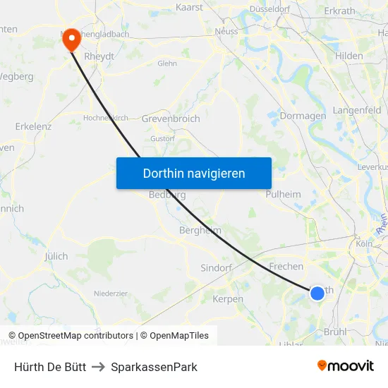 Hürth De Bütt to SparkassenPark map