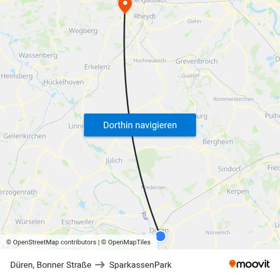 Düren, Bonner Straße to SparkassenPark map