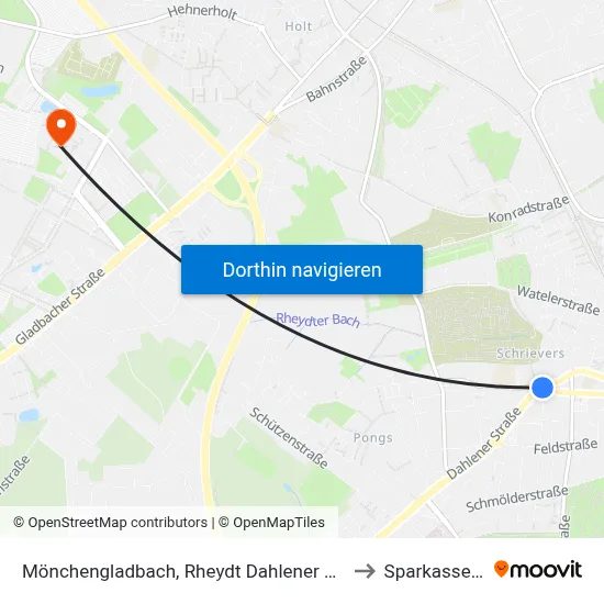 Mönchengladbach, Rheydt Dahlener Straße Friedhof to SparkassenPark map