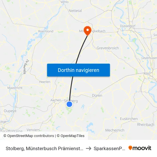 Stolberg, Münsterbusch Prämienstraße to SparkassenPark map