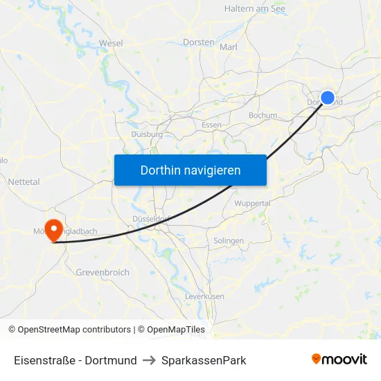 Eisenstraße - Dortmund to SparkassenPark map