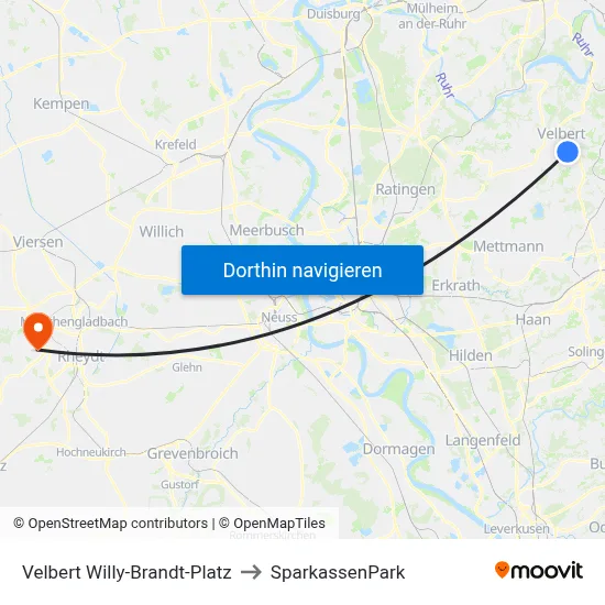 Velbert Willy-Brandt-Platz to SparkassenPark map